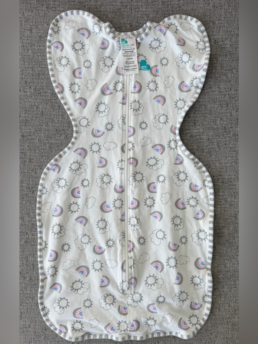 LOVE TO DREAM Baby Swaddle Up Rainbow Dream White Small